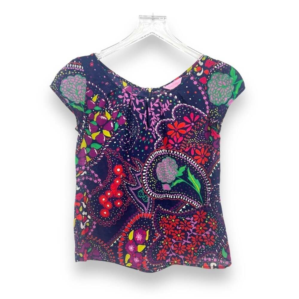 Lilly Pulitzer garden menagerie providence paisley floral cap sleeve blouse XS